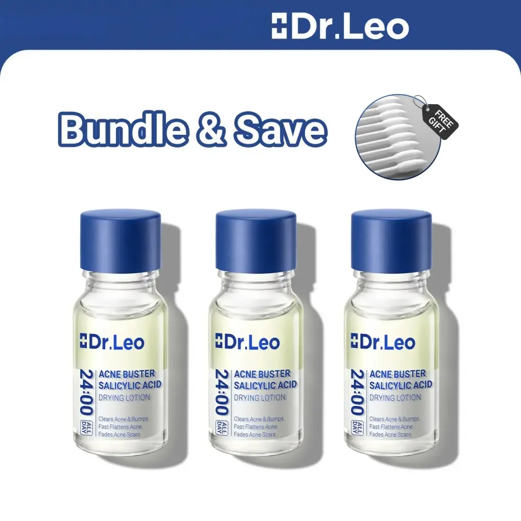 Dr.Leo Salicylic Acid Drying Lotion, Fast‑Acting Blemish Remover, Clear Breakouts, Reduce Pimples & Fade Acne Scars, Overnight Skin Repair For Troubled Acne‑Prone Skin(Includes cotton swabs)