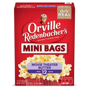 Microwave Popcorn Mini Bags, Movie Theater Butter Flavor, 3g Fiber Per Serving, 1.5 oz., 12-Count Snack