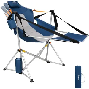 KingCamp Hammock Chair with Footrest – Heavy Duty Swinging Rocking Camp Chair, 400lbs Capacity, Breathable Mesh-Padded Seat & Pillow, Foldable Portable with Cup Holder for Outdoor Beach Lawn RV