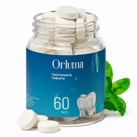 Orluma Charcoal Toothpaste Tablets Fluoride Free – Travel Size Toothpaste for Whitening, Fresh Breath & Clean Teeth – Natural Mint Dental Tablets – Portable Oral Care – 60 Count Jar for Daily Use