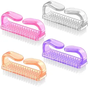 Handle Grip Nail Brush, Nail Brushes Hand Fingernail Brush Cleaner Scrubbing Kit Pedicure for Toes and Nails Men Women (4 Pack) Compact Gentle