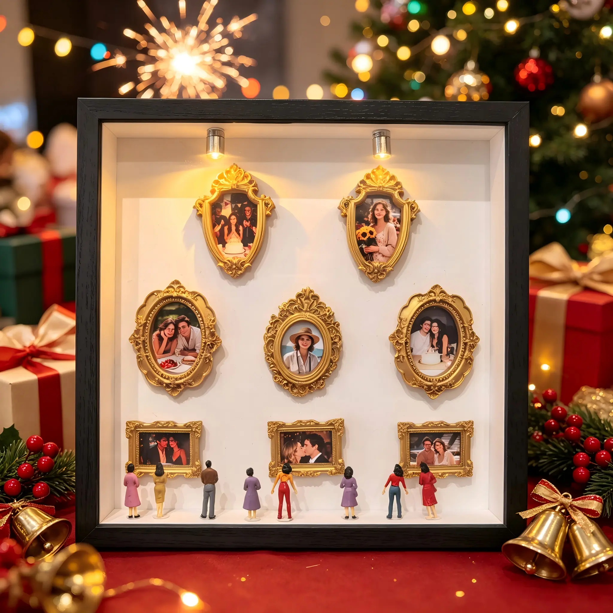 Classic Baroque DIY Mini Museum Photo Frame - LED-Lit DIY Shadow Box Memory Center with Figures, Custom Family Picture Display, Bookshelf Home Decor, Boyfriend Birthday Gift, BF Anniversary Gift for Him