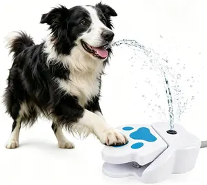(Hose Not Included) Pawetry Dog Water Fountain Toy – Perfect for outdoor summer play; features a paw-activated pedal and fits standard garden hoses.