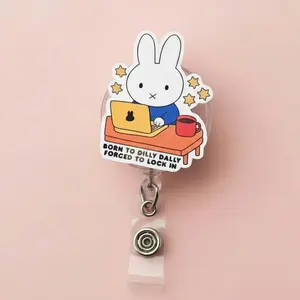Bunny Rabbit Retractable ID Badge Reel - Kawaii Miffy Badge Reel / Doctor / Nurse / Medical Worker / Coworker Badge Reel Nurse Accessory