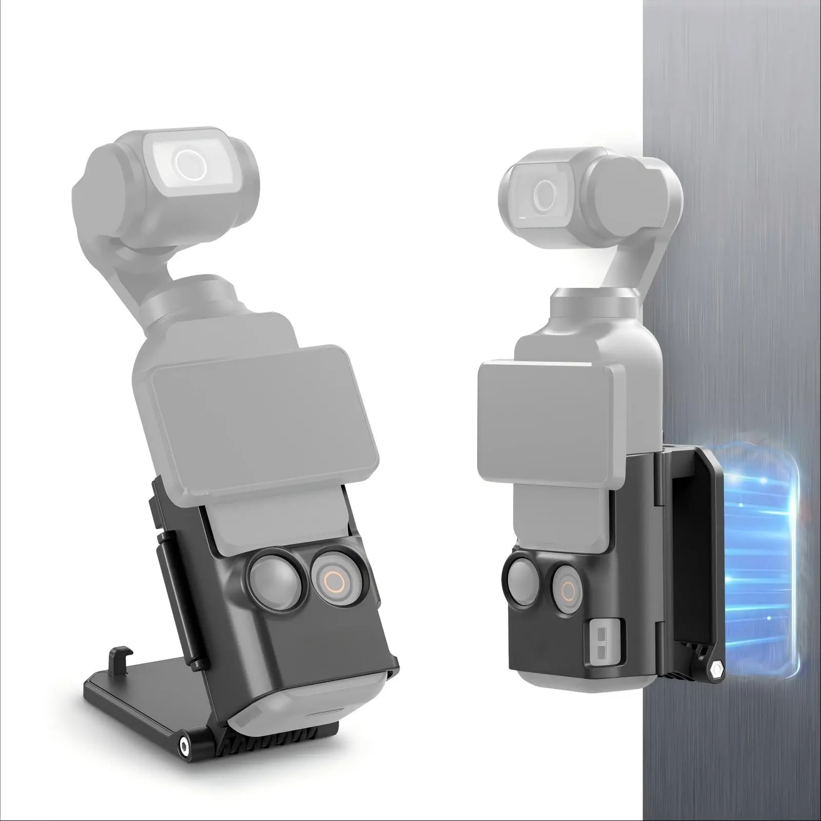 Magnetic Camera Mount for DJI Osmo Pocket 3 - 180° Swivel Xtra Muse Plastic Holder Stand, Multifunction Expansion Adapter Compatible with Pocket 3 Battery Grip, Magnetic Grip Accessory