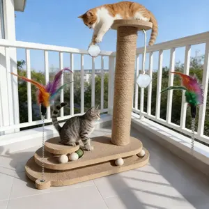 Interactive Cat Toy Set, Durable Vertical Scratcher, Scratching Post & Rolling Ball Design, Perfect for Playful Cats, Enhances Mental Stimulation