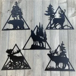 Animal Scene Metal Sign Cutouts - Powder Coated Metal Wilderness Scene Signs - A Stunning and Majestic 5 Pack Addition to Your Home Decor!