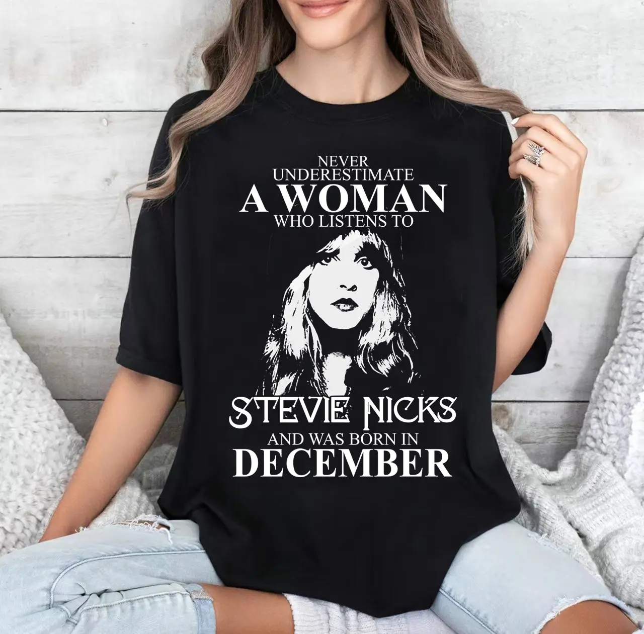 Women's Stevie Nicks Fan Cotton Casual Loose Round Neck Short Sleeve Tops - Versatile December Birth Clothes for Layering with Hoodies, Sweatshirts