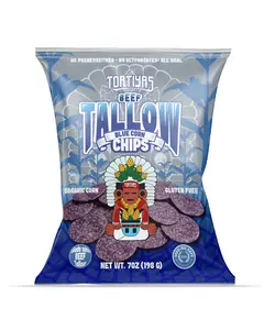 Tortiyas Beef Tallow Blue Corn Chips – Organic Blue Corn, Seed Oil Free, Gluten Free, Non-GMO Tortilla Chips, 7 oz