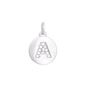 Silver Zircon Letter Coin Charms A-Z