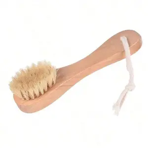 Wood Pig Hair Brush Single-Sided Face Wash Brush Small Area Brush Wood Bath Brush Exfoliating Cleaning Tool Nail Brush