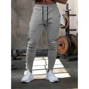 Men'S Olive Green Cargo Joggers with Multiple Pockets - Stretchy, Slim Fit, Drawstring Waist, Zippered Cuffs, Casual Athletic Pants for Spring & Fal