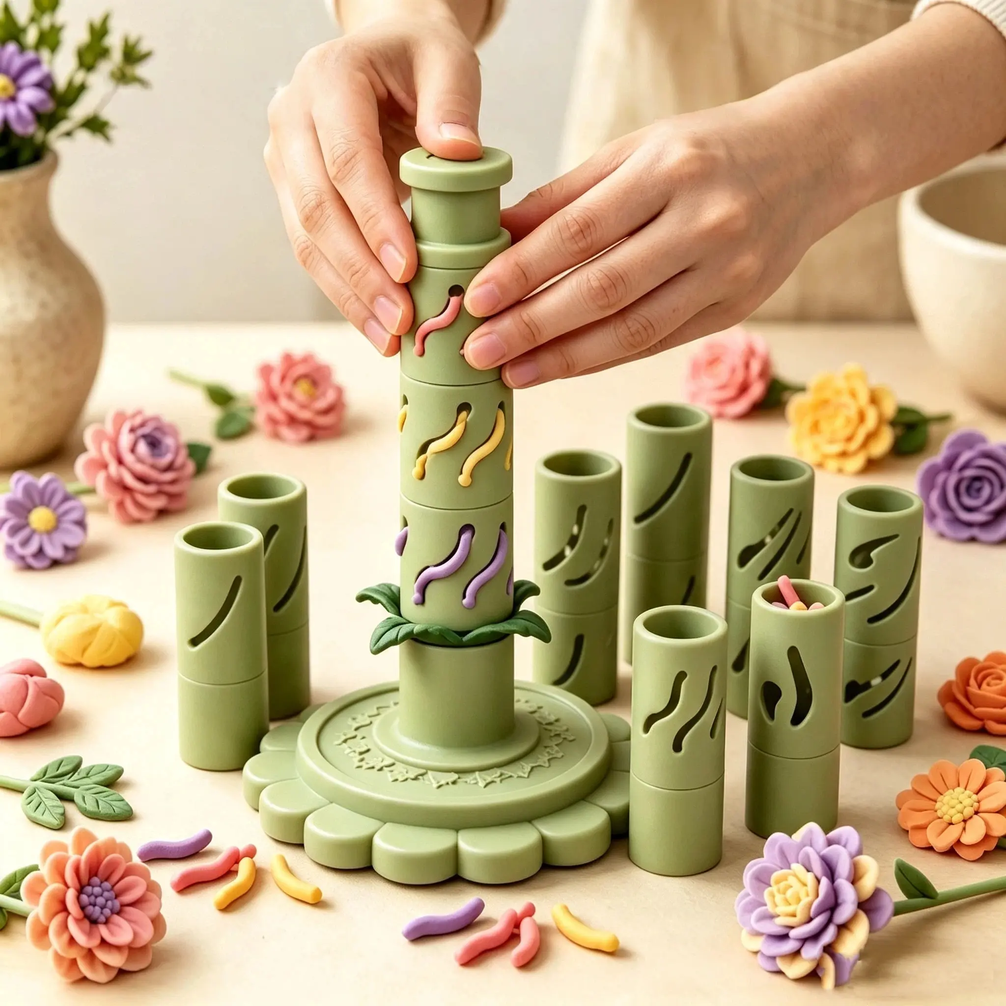 Modular Clay Bloom Maker DIY Clay Flower Shaper, Fast Petal Extrusion Molding Kit for Air Dry Clay Polymer Clay,  Home Decor Parent-Child Crafts Handmade Gifts