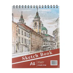 A4 Sketchbook, Thick Paper 110g, Spiral Bound No Flipping Pages, Hand Drawing Illustration Practice Book, Ideal for Artists
