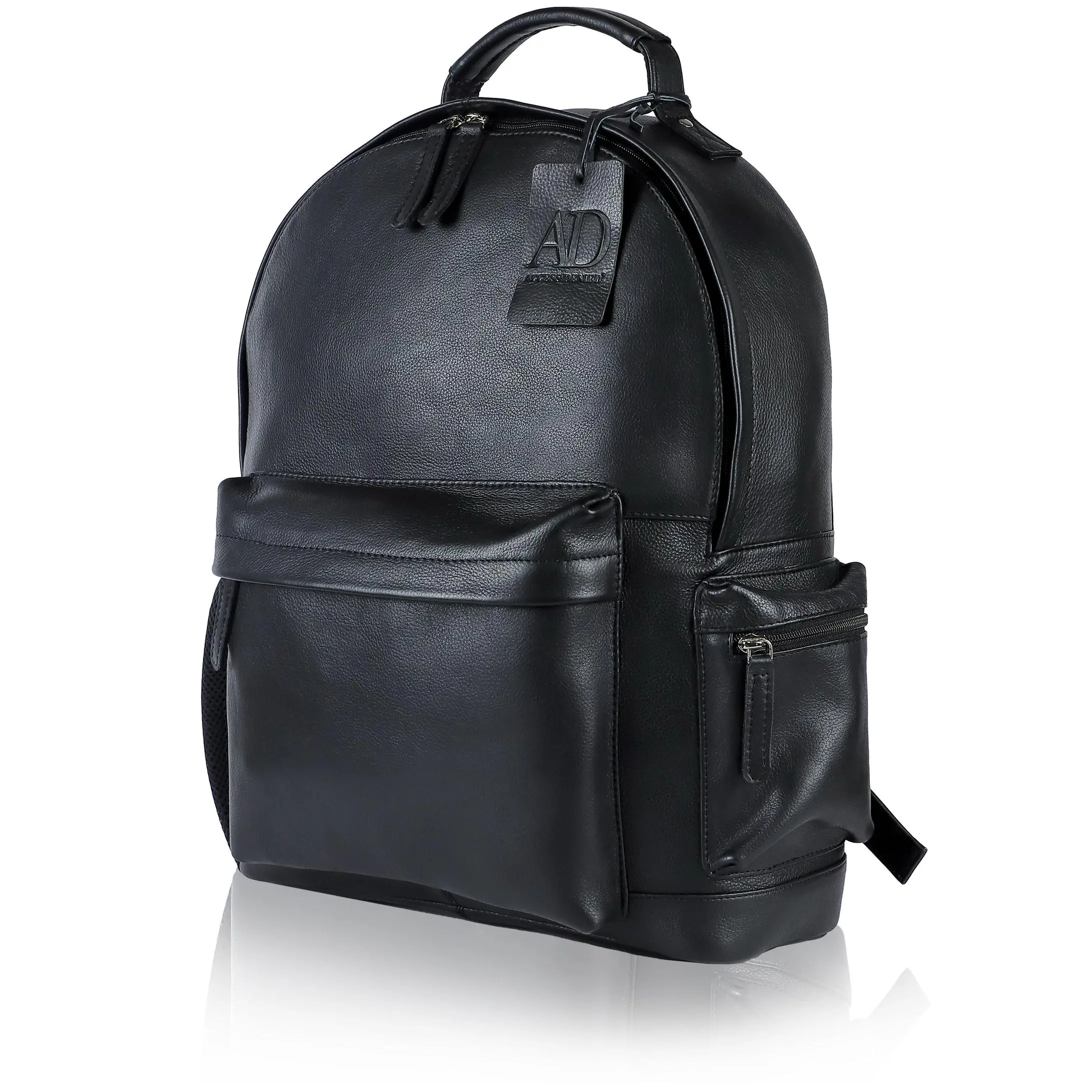 Handmade Leather Laptop Backpack with Inner Pocket for 15.6" Macbook Pro - Professional Genuine Leather Backpack for Men or Women with Large Bottle Holder for Travel, College