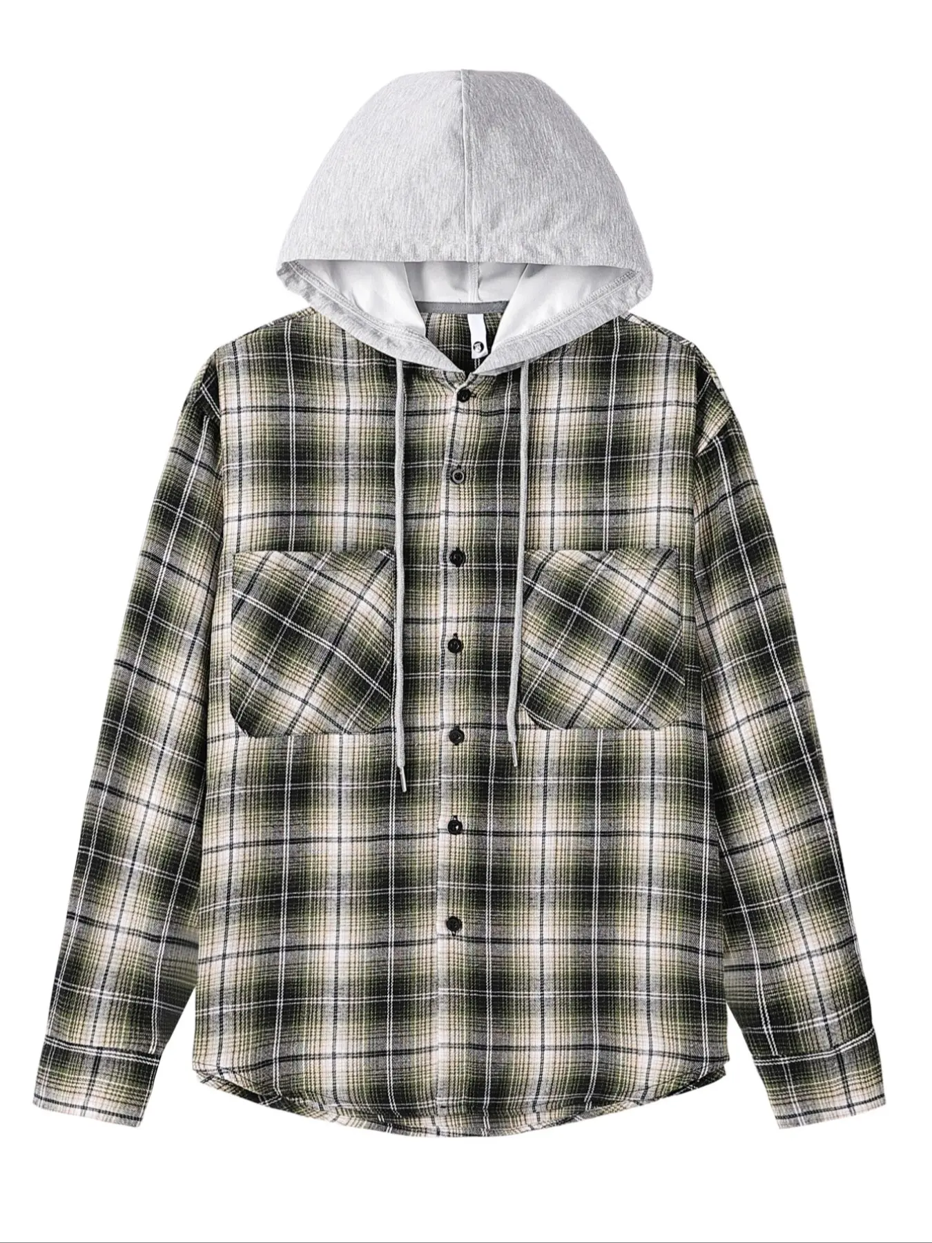 Men's Plaid Hooded Flannel Shirt Casual Button Front Top with Pocket Design, Fitted Woven Fabric for Spring & Fall Seasons