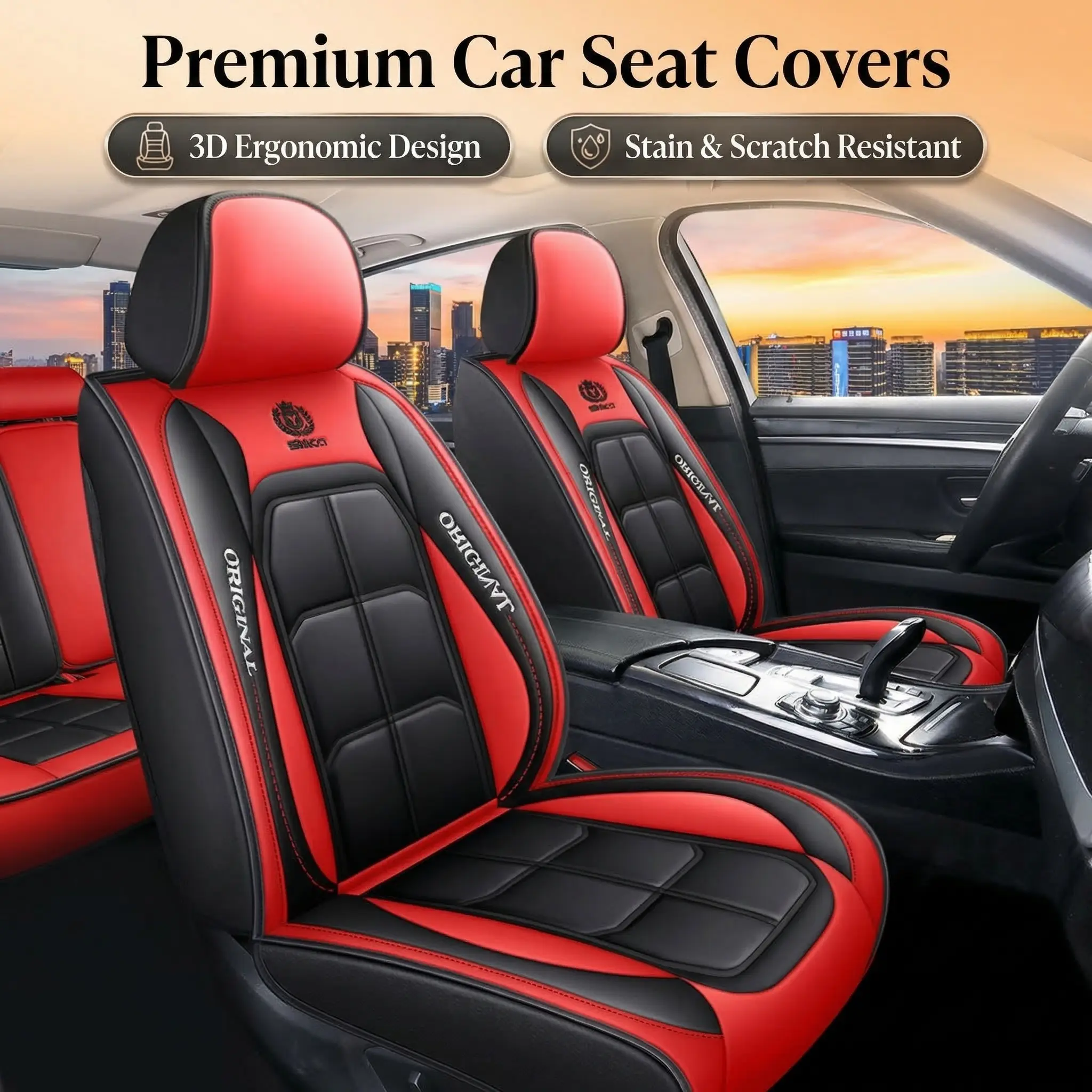 3D Stereoscopic Six-Pack Abdominal Design Car Seat Cushion, 360° Full Coverage, Car Seat Protectors, Airbag Cutouts, Front Rear Pocket Storage Bag, Compatible with Most Sedans, SUVs, Trucks, and Pickups Car Seat Protectors Car Seat Cushion,Leather Seat, A