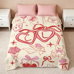 Couple Initials Blanket Velveteen day blankets Valentine Love  Blanket As A Gift For Your Girlfriend/Boyfriend/Lover  Brave Expression Of Love  Room Decoration Living Room Decoration Reminder Of Love.