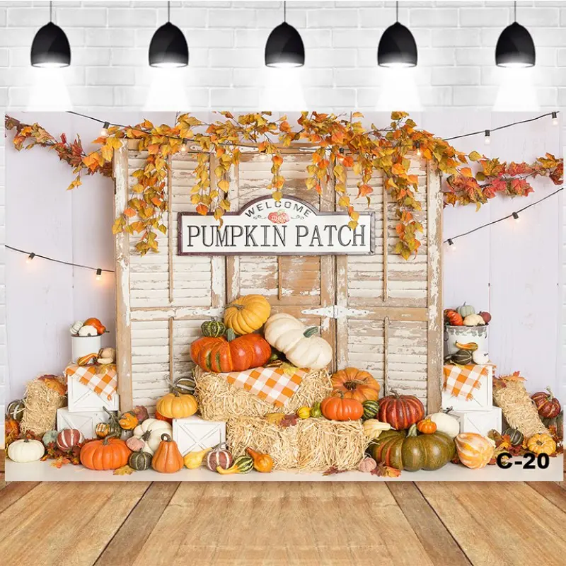 Photography Background Pumpkin Patch Autumn Warm Harvest Party Birthday Party Photo Studio Backdrop