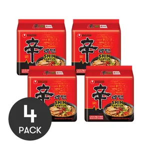 Nongshim Shin Ramyun Korean Instant Noodles - Classic Spicy Flavor, 4-Pack Value Bundle (480g x 4)