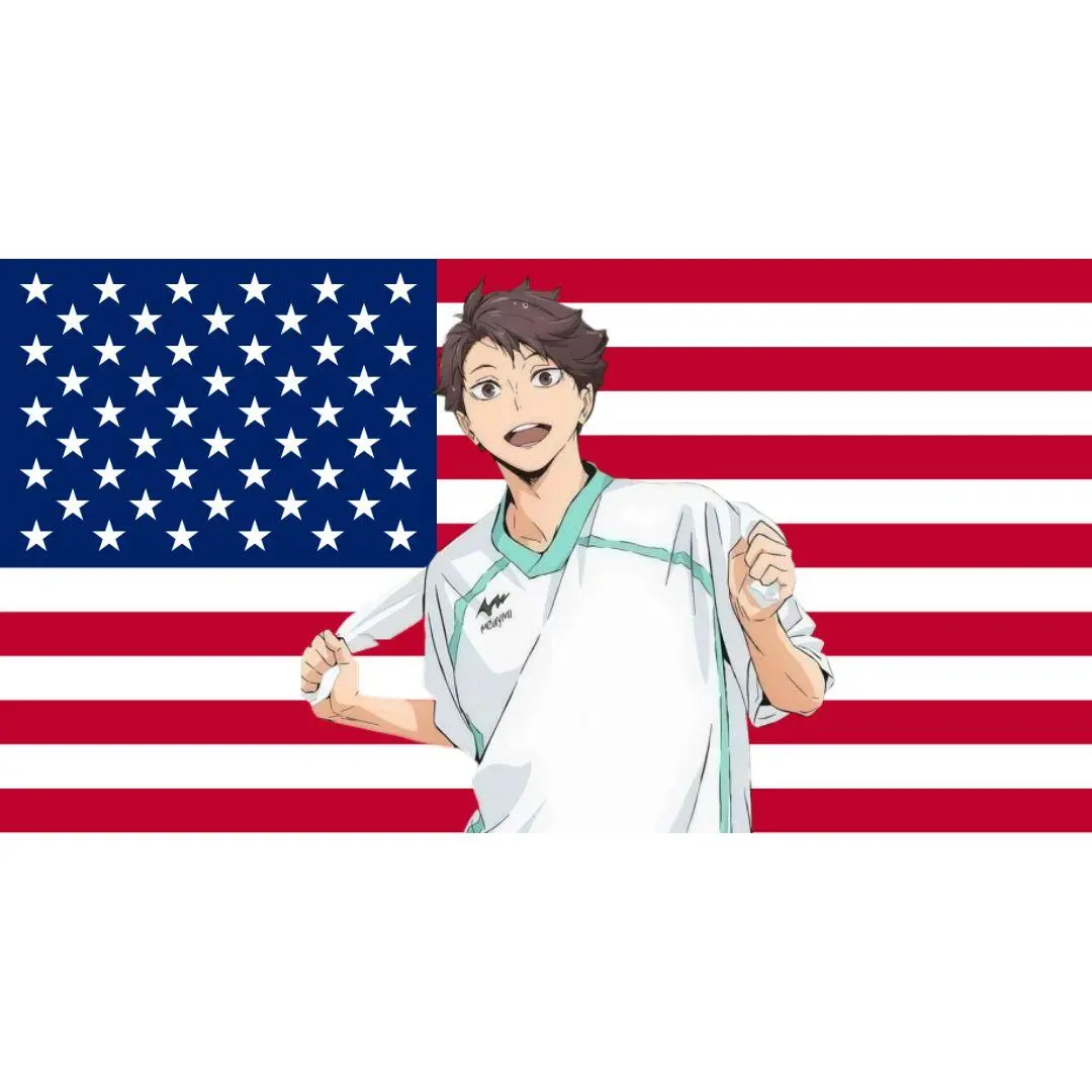 Customizable Haikyuu Oikawa Tooru Rectangular Wall Decor Flag, Patriotic US Pride Home Decor Tapestry with Reinforced Holes tiktokshopbacktoschool, Us Pride / Nation Pride
