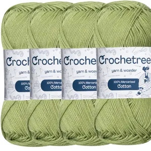 Crochetree Mercerized Cotton Yarn – 4 Pack | Fingering Weight 4-Ply for Crochet, Amigurumi & Knitting