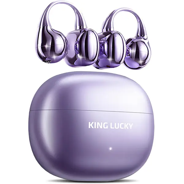King Lucky Clip-On Earbuds Gen 3, Open-Ear Wireless Bluetooth 6.0 Headphones with Mic, Secure Fit for Small Ears & Glasses Wearers, 50H Playtime, ENC, IPX5 Waterproof Sport Ear Buds