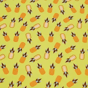 Kawaii Pineapple Party Printed Spandex | Blue Moon Fabrics