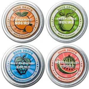 Sour Drops Dye-Free Sour Candy 4 Tin Variety Pack Fruit Snack Tangy
