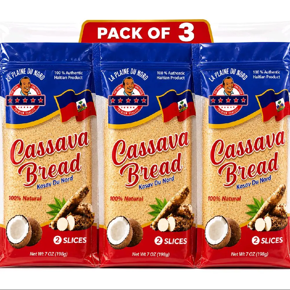 Kasav Peyi Cassava (Manioc/Kokoye) Bread Okap Snack Cake - 1 Pack of 3 Ambient Food with Natural Ingredients, Versatile Culinary Use, Dessert