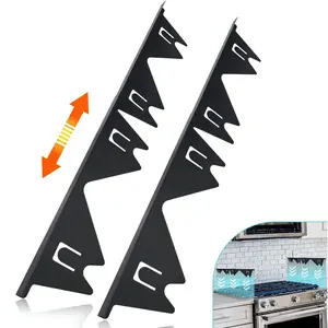 Stainless Steel Stove Gap Cover, Dual-Piece Adjustable Fillers, 13.8-27.5 Inch Length, 0.79 Inch Width, Heat Protection Guard