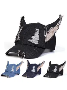 Unisex Animal Print Washed Denim Baseball Cap, Adjustable Sun Protection Casual Hat for Spring & Fall, Outdoor Travel Beach Vacation, High Quality Hat