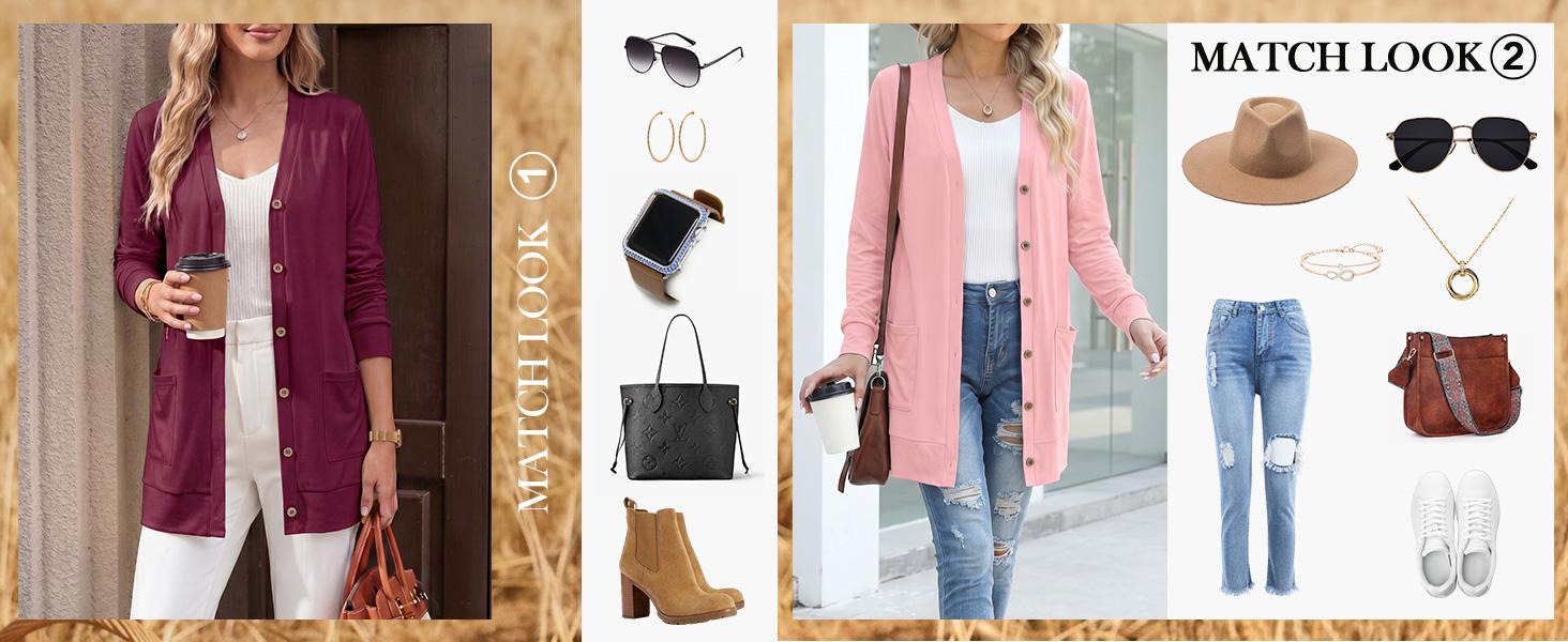 GRECERELLE Womens Lightweight Long Sleeve Cardigan with Pockets | Button Front V Neck Cardigans, Soft Business Casual Trendy Layering Sweater GRECERELLE Womens Lightweight Long Sleeve Cardigan with Pockets | Button Front V Neck Cardigans, Soft Business Casual Trendy Layering Sweater