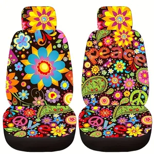 Universal Leather Car Seat Cover Set, 9-Piece Car Interior Protection Kit, Durable and Stylish, Floral Design, Fits Tesla, Suv, Small Cars