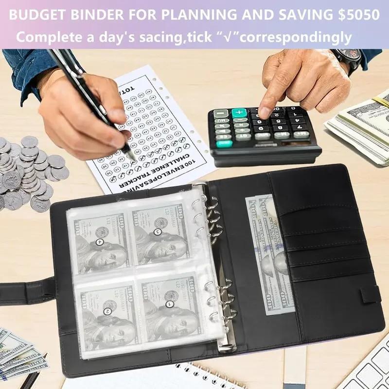 100 Envelopes Money Saving Challenge A5 Money Saving Binder,Budget Binder Savings Challenges Book with Cash Envelopes to Save $5,050,2026 New A5 Budget Planner with Cash Envelopes,Daily Money Management Notebook,Perfect Mother's Day Gift