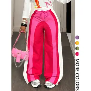 2026Valentine'S Day Women'S Colorblock Wide Leg Pants, Stylish Patchwork Design, Comfortable & Trendy For Date Nights..