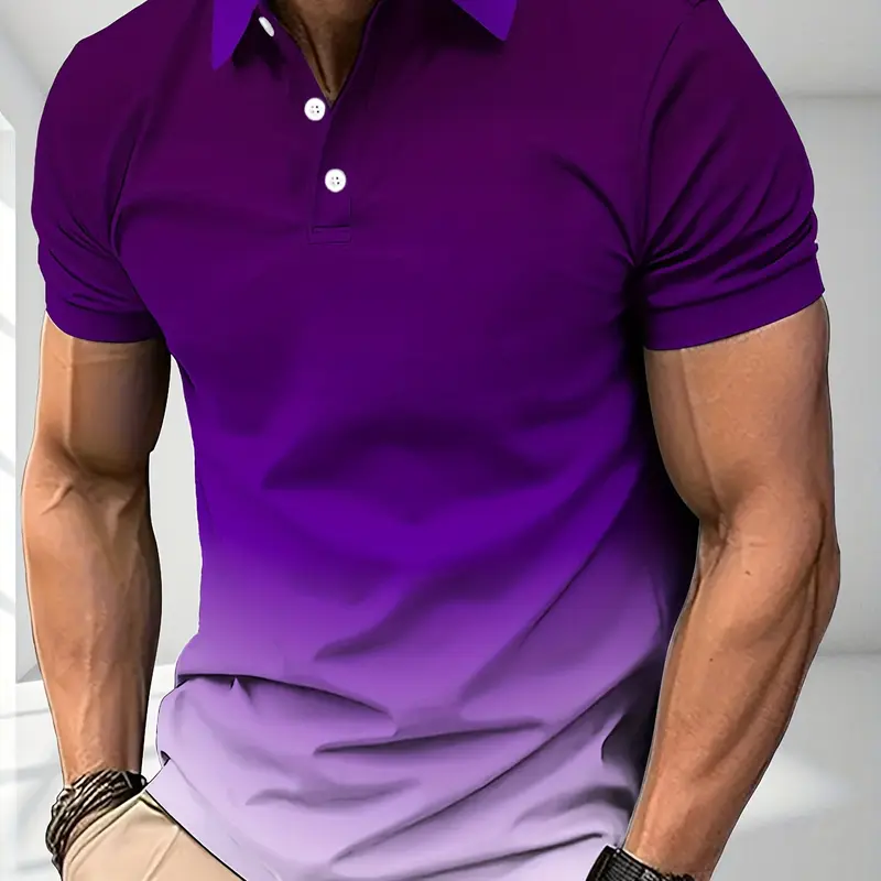 Men's Gradient Color T-Shirt, Short Sleeve Tee for Summer, Casual Trendy Top for Males, Sport And Leisure Wear, Casual Sportswear, Casual Fashion Sporty