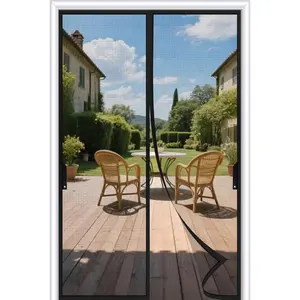 Magnetic Screen Door 34'' x 81'', Heavy Duty Fiberglass Screen Mesh for Summer Use,Hands-Free, Pet & Kid Friendly for Patio Sliding & Front Doors (Gray Summer Screen, Fit Door Size 32''x80'')