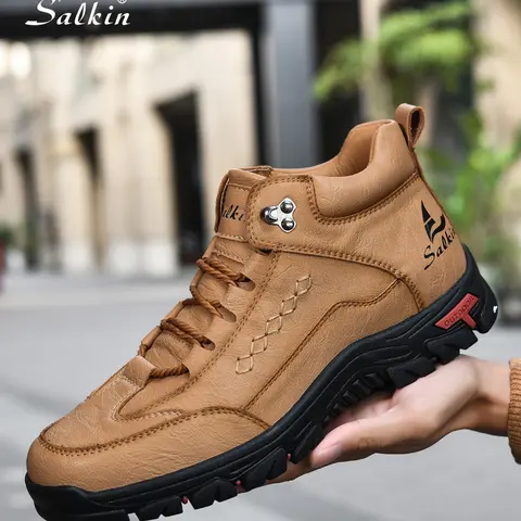Men's Handmade Fashion Casual Athletic Shoes, Simple Lace-Up High Top Boots, Outdoor Hiking Climbing Men's Shoes, Trekking Shoes, Hike Shoes, Casual Hiking Footwear, Outside Walking Shoes, Suitable for Outdoor Sports and Daily Driving