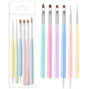 ✨ Professional-Grade 6-Piece Double-Ended Nail Brush Set｜Includes Gel, Liner, Carving & Dotting Brushes｜Suitable for Both Home & Professional Salon Use｜An Essential Tool for Nail Artists