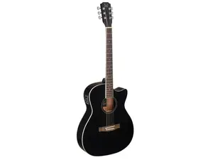 J.N Guitars 22682 Acoustic-electric Auditorium Guitar with Solid Spruce Top, Bessie Series- Black