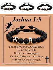 Valentines Day Gifts for Him- Baseball/Basketball/Football/Soccer Bracelet for Boys Cross Beaded Adjustable Bracelet Gifts for Son Grandson Players Team Fan Friends, Birthday Gifts for Men Boys