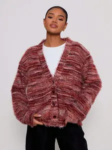 Oversized Textured Cardigan Spring Casual Y2k 90's Stripe Oversized Airport Back To School Winter Everyday Office Chic Sweater Valentines Day
