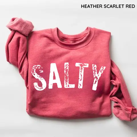 Salty Retro Summer Beach Crewneck Sweatshirt, Aesthetic Coastal Vacation Pullover, Cozy Women Favorite Graphic Sweater, Crewneck Top