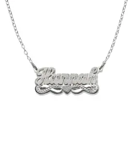 One Heart Design 925 Sterling Silver Double Nameplate Necklace