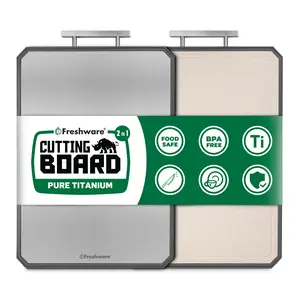 Freshware 16.2” Titanium Cutting Board – Double Sided Non Slip Kitchen Board with Juice Groove, Dishwasher Safe Wheat Straw