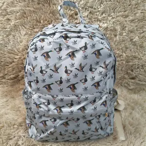 Duck printed hunting canvas backpack children boys bookbags