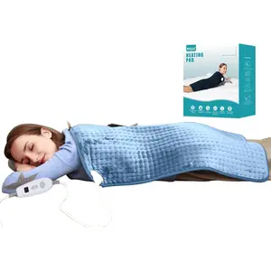 17''x33'' XXXL King Size Flannel Electric Heating Patches with 120 Minutes Auto Shut Off&6 Temperature Settings, Pain Relief for Back/Neck/Shoulders/Menstrual Pain/Leg Cramp(Light Blue)Gift