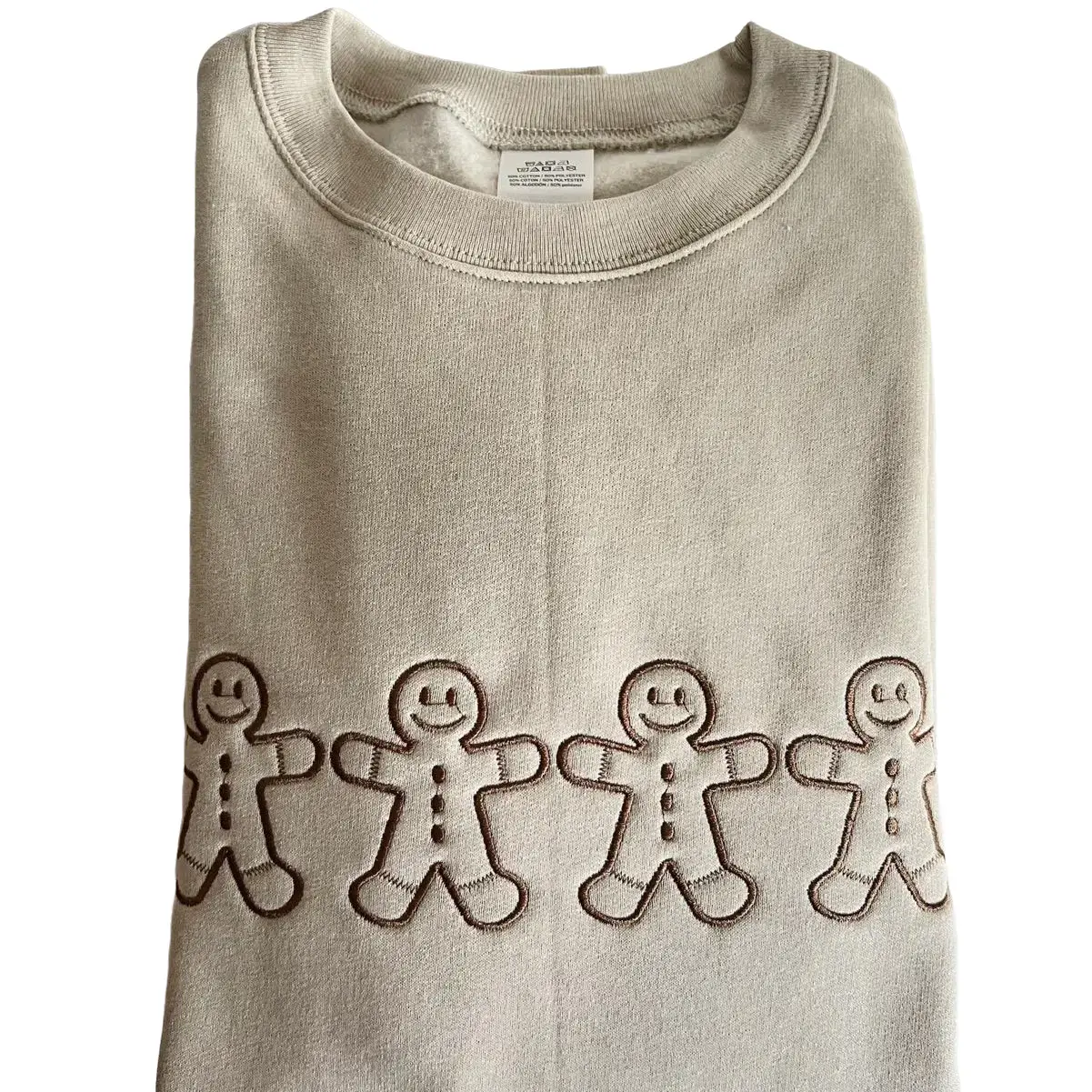 Gingerbread Holiday Embroidery Crewneck Sweatshirt