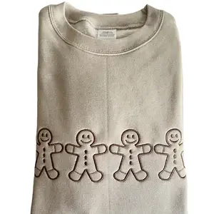 Gingerbread Holiday Embroidery Crewneck Sweatshirt